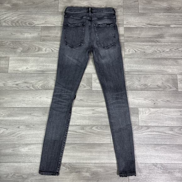 AGOLDE Sophie Skinny in Silence Distressed Mid Rise Denim Jeans Gray Wash sz 26 - Picture 7 of 8